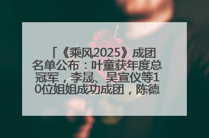 《乘风2025》成团名单公布：叶童获年度总冠军，李晟、吴宣仪等10位姐姐成功成团，陈德容获年度高光人物