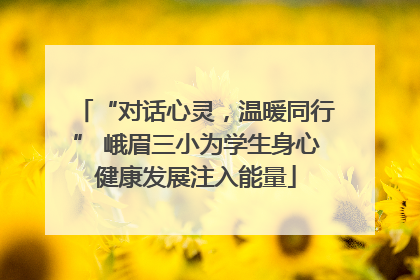 “对话心灵，温暖同行” 峨眉三小为学生身心健康发展注入能量