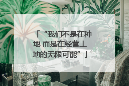 “我们不是在种地 而是在经营土地的无限可能”