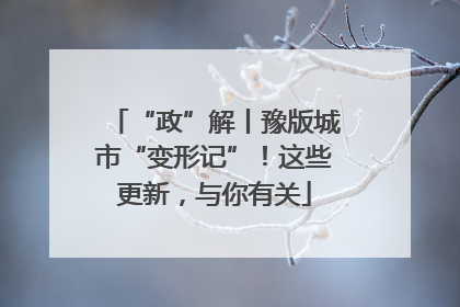 “政”解丨豫版城市“变形记”！这些更新，与你有关