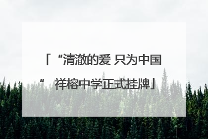 “清澈的爱 只为中国” 祥榕中学正式挂牌