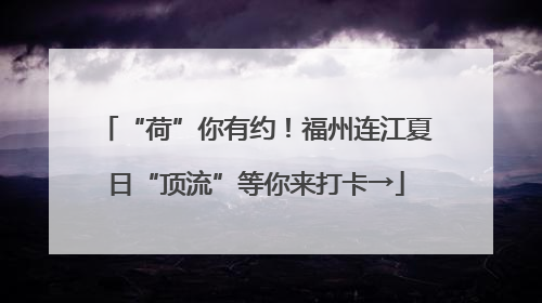 “荷”你有约！福州连江夏日“顶流”等你来打卡→
