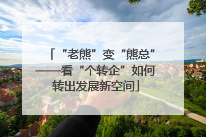 “老熊”变“熊总”——看“个转企”如何转出发展新空间