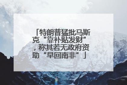 特朗普猛批马斯克“靠补贴发财”，称其若无政府资助“早回南非”