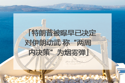 特朗普被曝早已决定对伊朗动武 称“两周内决策”为烟雾弹