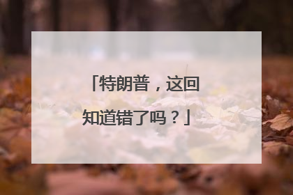 特朗普，这回知道错了吗？