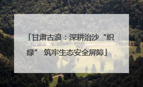 甘肃古浪：深耕治沙“织绿” 筑牢生态安全屏障
