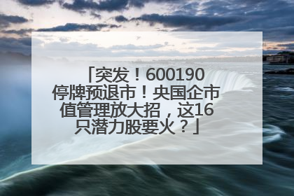 突发！600190停牌预退市！央国企市值管理放大招，这16只潜力股要火？