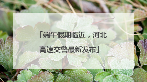 端午假期临近，河北高速交警最新发布