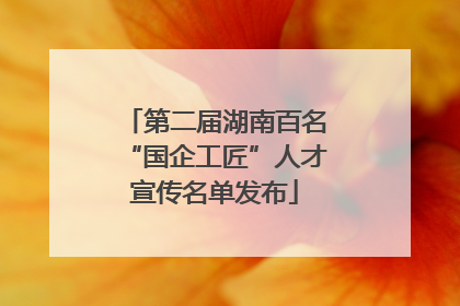 第二届湖南百名“国企工匠”人才宣传名单发布