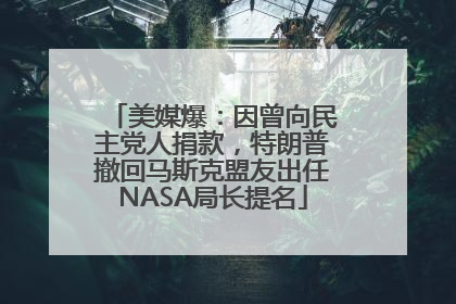 美媒爆：因曾向民主党人捐款，特朗普撤回马斯克盟友出任NASA局长提名