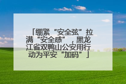 绷紧“安全弦”拉满“安全感”，黑龙江省双鸭山公安用行动为平安“加码”
