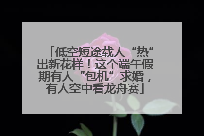 低空短途载人“热”出新花样！这个端午假期有人“包机”求婚，有人空中看龙舟赛