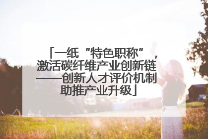 一纸“特色职称”，激活碳纤维产业创新链——创新人才评价机制 助推产业升级