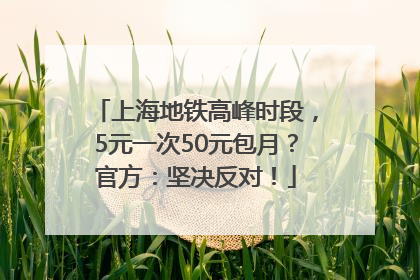 上海地铁高峰时段，5元一次50元包月？官方：坚决反对！