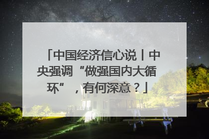 中国经济信心说丨中央强调“做强国内大循环”，有何深意？