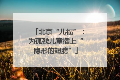北京“儿福”：为孤残儿童插上“隐形的翅膀”
