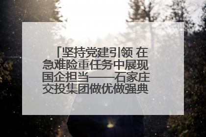 坚持党建引领 在急难险重任务中展现国企担当——石家庄交投集团做优做强典型报道之一