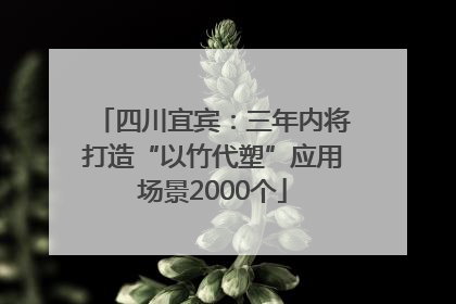 四川宜宾：三年内将打造“以竹代塑”应用场景2000个