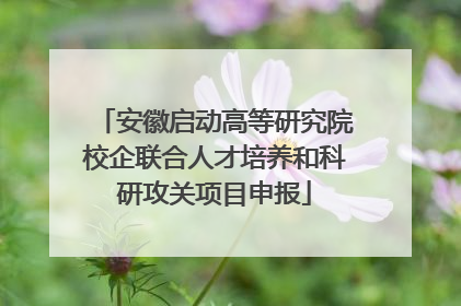 安徽启动高等研究院校企联合人才培养和科研攻关项目申报