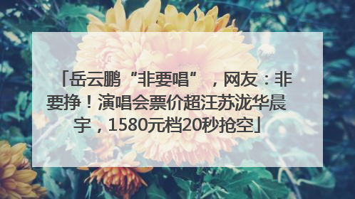 岳云鹏“非要唱”，网友：非要挣！演唱会票价超汪苏泷华晨宇，1580元档20秒抢空
