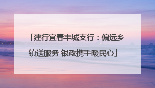 建行宜春丰城支行：偏远乡镇送服务 银政携手暖民心