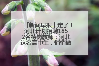 新闻早报丨定了！河北计划招聘1852名特岗教师；河北这名高中生，悄悄做了件超酷的事>>