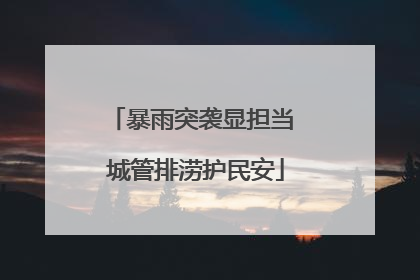 暴雨突袭显担当 城管排涝护民安