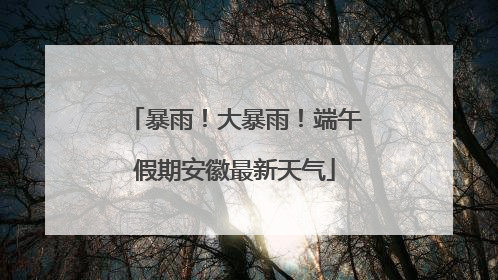 暴雨！大暴雨！端午假期安徽最新天气
