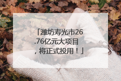潍坊寿光市26.76亿元大项目，将正式投用！