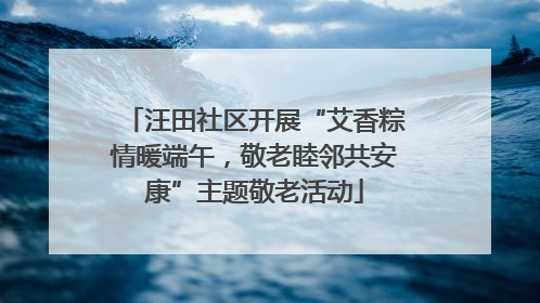 汪田社区开展“艾香粽情暖端午，敬老睦邻共安康”主题敬老活动