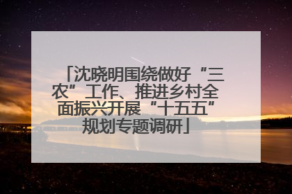 沈晓明围绕做好“三农”工作、推进乡村全面振兴开展“十五五”规划专题调研