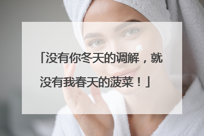 没有你冬天的调解，就没有我春天的菠菜！