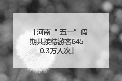 河南“ 五一”假期共接待游客6450.3万人次