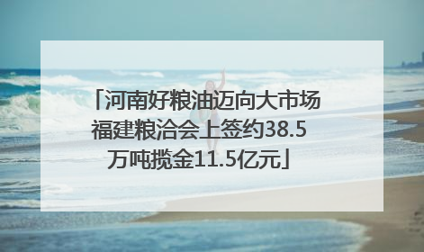 河南好粮油迈向大市场 福建粮洽会上签约38.5万吨揽金11.5亿元