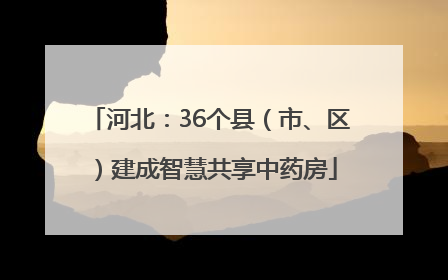 河北：36个县（市、区）建成智慧共享中药房