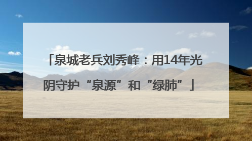 泉城老兵刘秀峰：用14年光阴守护“泉源”和“绿肺”