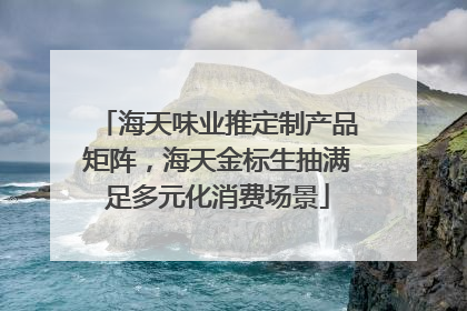 海天味业推定制产品矩阵，海天金标生抽满足多元化消费场景