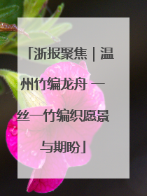 浙报聚焦｜温州竹编龙舟 一丝一竹编织愿景与期盼