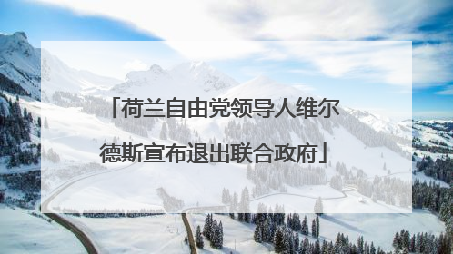 荷兰自由党领导人维尔德斯宣布退出联合政府