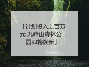 计划投入上百万元 九峰山森林公园即将焕新