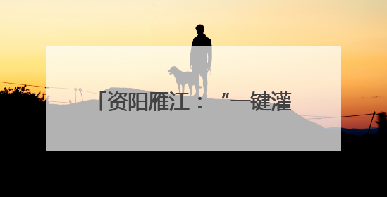资阳雁江：“一键灌溉”万亩良田 全域灌溉项目7月投用