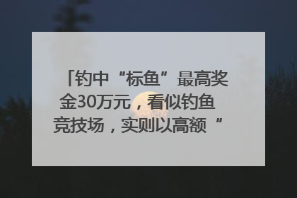 钓中“标鱼”最高奖金30万元，看似钓鱼竞技场，实则以高额“回报”作“饵”……｜今晚九点半