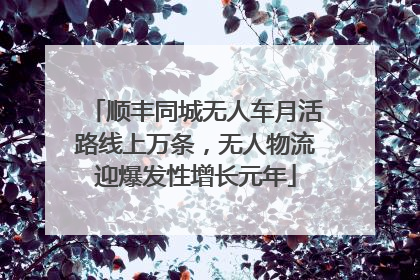 顺丰同城无人车月活路线上万条，无人物流迎爆发性增长元年