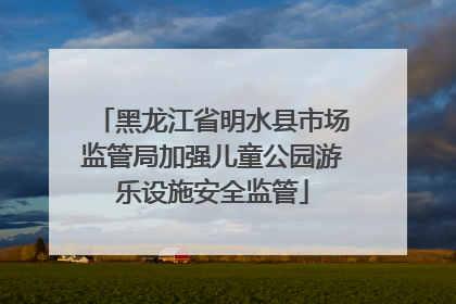 黑龙江省明水县市场监管局加强儿童公园游乐设施安全监管