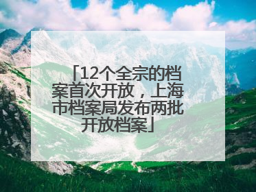 12个全宗的档案首次开放，上海市档案局发布两批开放档案
