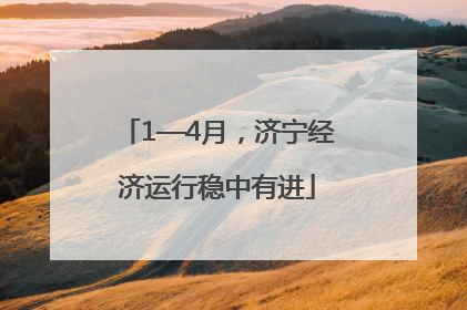 1—4月，济宁经济运行稳中有进
